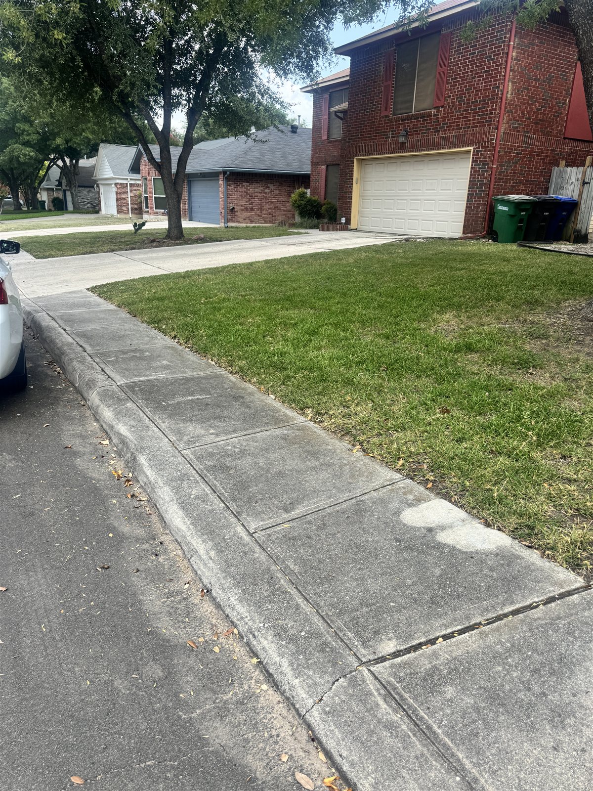 Sidewalk & Curb Line before pressure washing in San Antonio